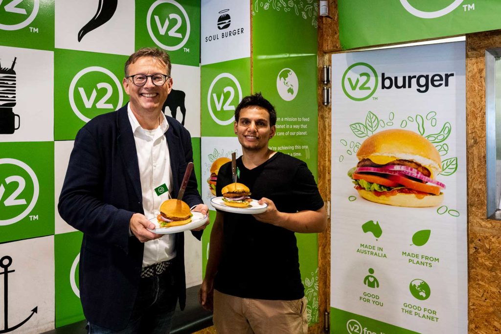 CEO and founder of v2food, Nick Hazell (left).